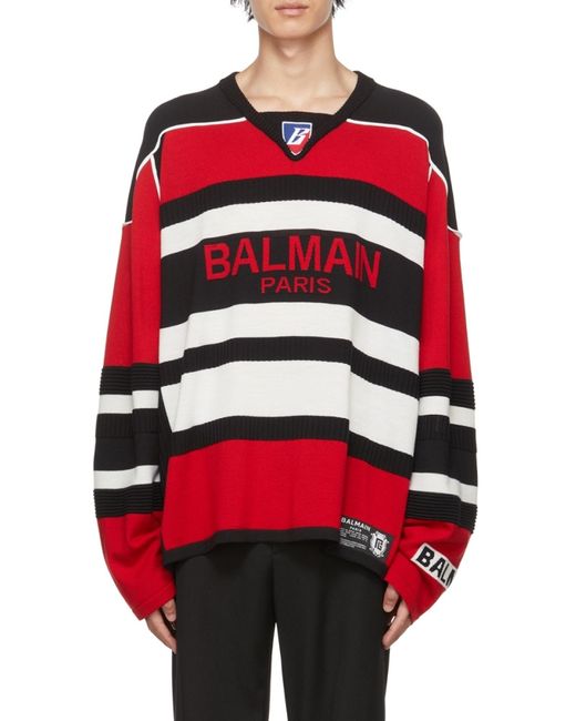 Balmain Red B-Sporty Boxy Sweatshirt for men