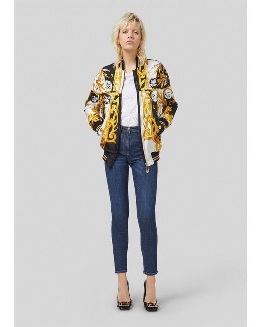Versace Metallic Acanthus Print Bomber Jacket