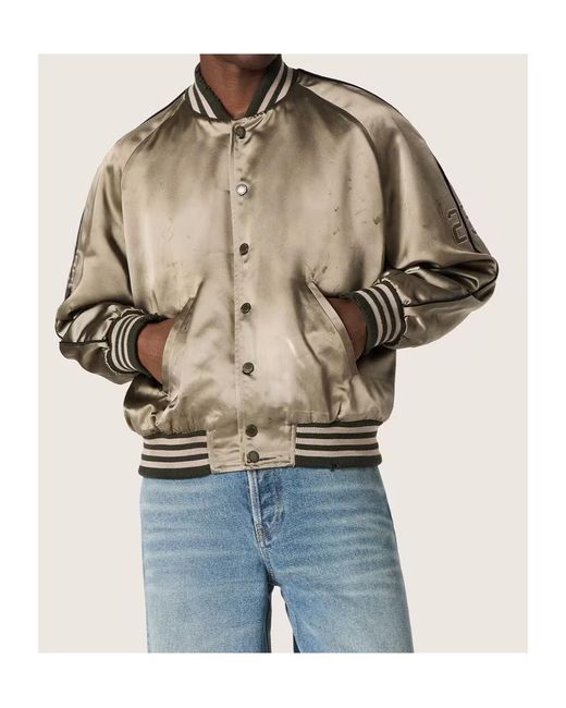 Golden Goose Deluxe Brand Natural Satin Bomber Jacket for men