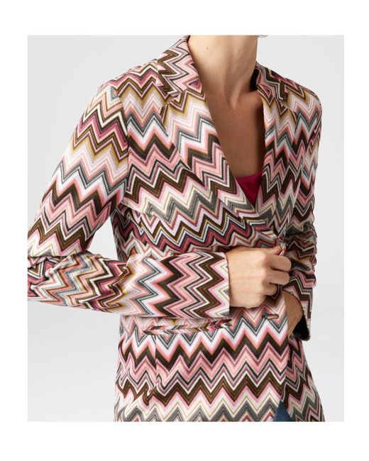 Missoni Pink Zigzag Single Breasted Blazer