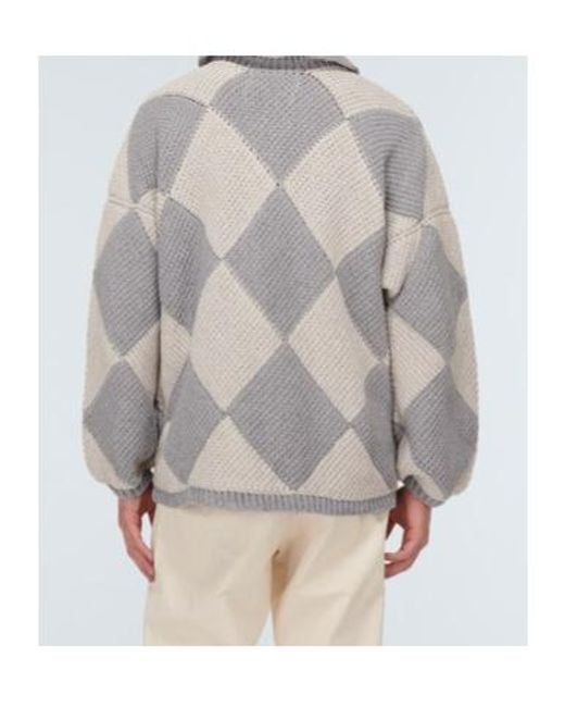 Adish Gray Embroidered Cotton Sweater for men