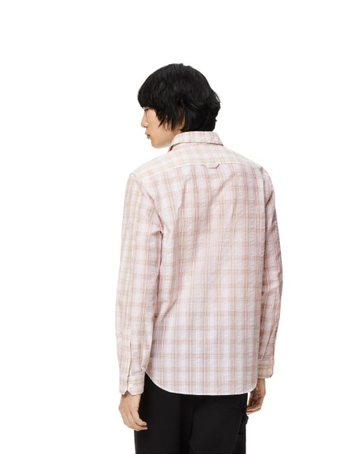 Loewe White Patchwork Check Shirt for men