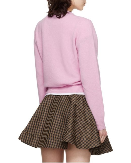 Ganni Pink Rabbit Graphic Crewneck Jumper