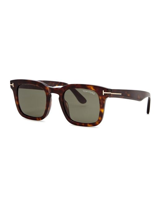 Tom Ford Gray Tortoiseshell Square-Frame Sunglasses