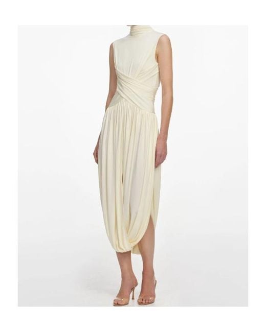 Self-Portrait Natural Draped Jersey Midi Dress