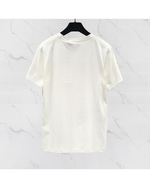 Gucci White Printed Round Collar T-Shirt