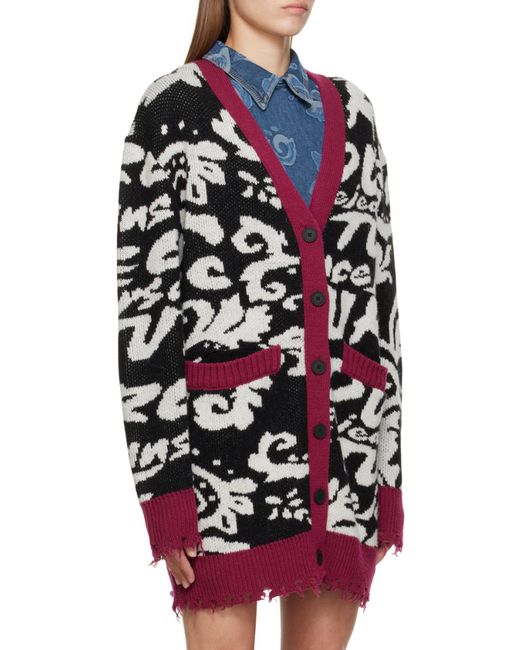 Versace Jeans Multicolor Couture Distressed V-Neck Cardigan
