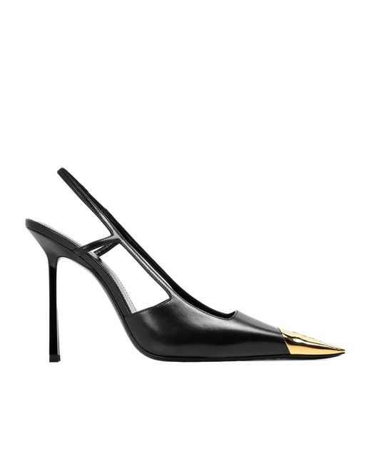 Saint Laurent White Open-Heel Slingbacks