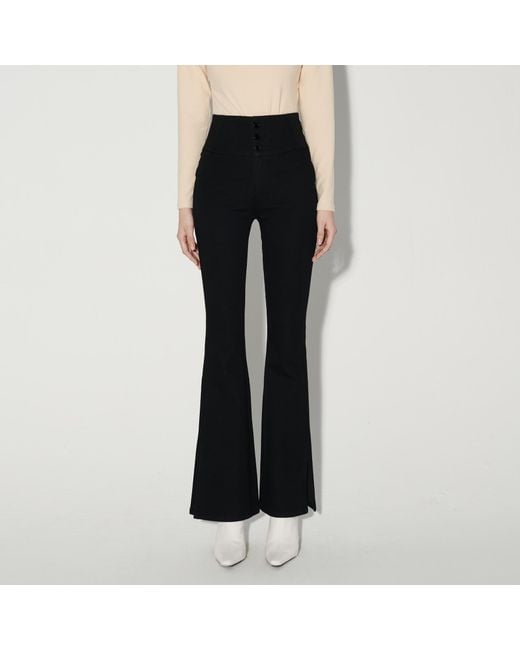 LIU REGALI Black Split High-Rise Flared Jeans