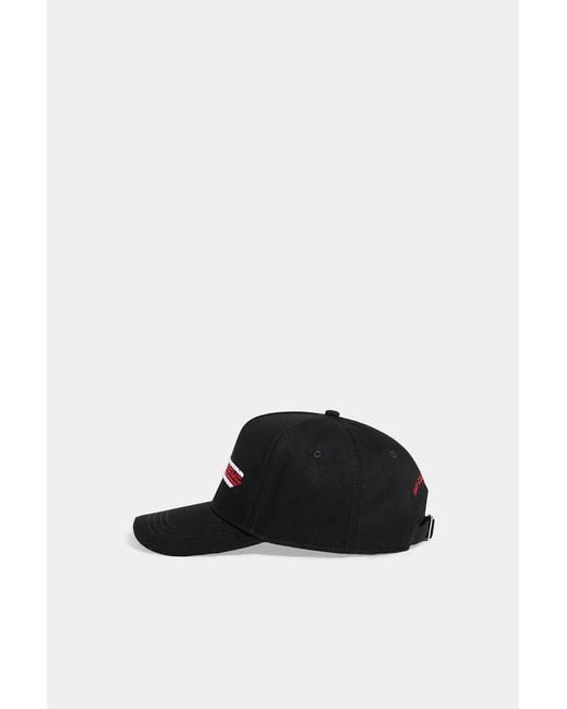 DSquared² Black Logo-Embroidered Distressed Baseball Cap for men
