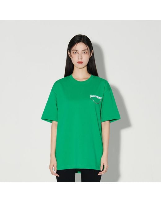 LIU REGALI Green Logo Details Short-Sleeved T-Shirt