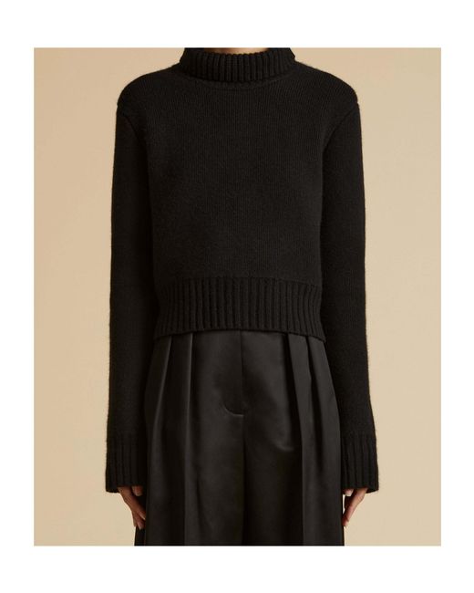 Khaite Black Jovie Turtleneck Cropped Jumper