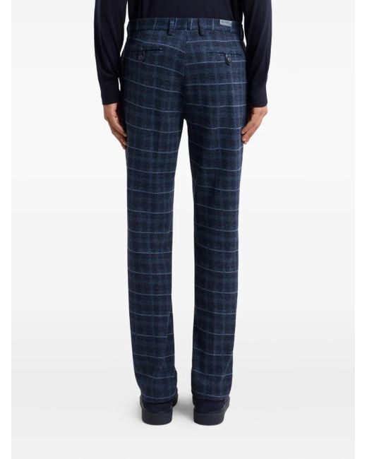 Etro Blue Check Jersey Trousers for men