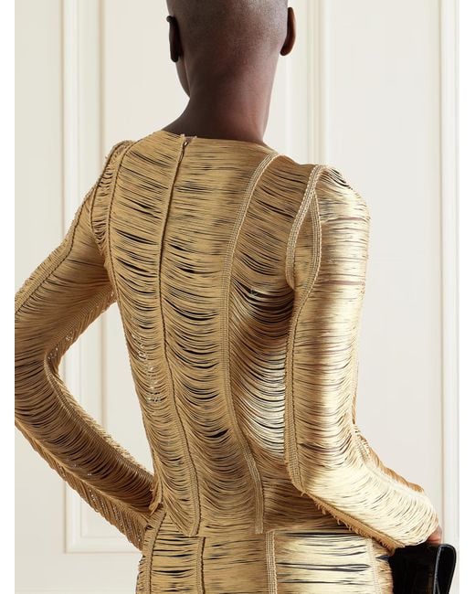 Tom Ford Natural Fringed Open-Knit Top