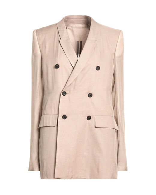 Rick Owens Natural Double-Breasted Blazer