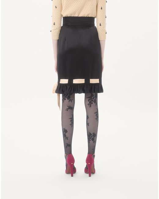 Valentino Black Double Satin Midi Skirt