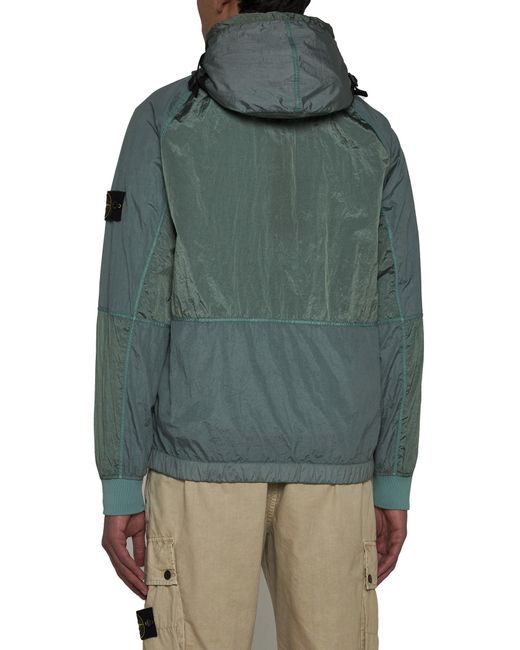 Stone Island Green Compass Patch Hooded Jacket for men