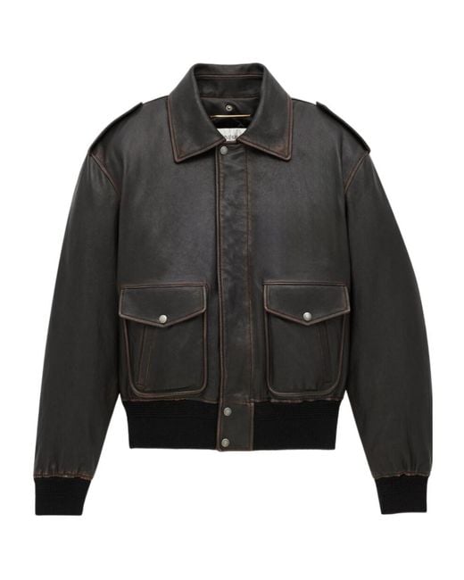 Saint Laurent Gray Zip-Up Bomber Jacket