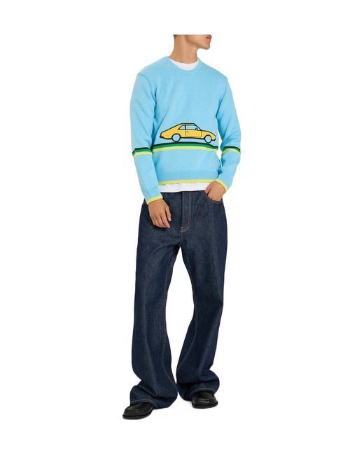 J.W. Anderson Blue Car Striped Cotton-Knit Jumper for men