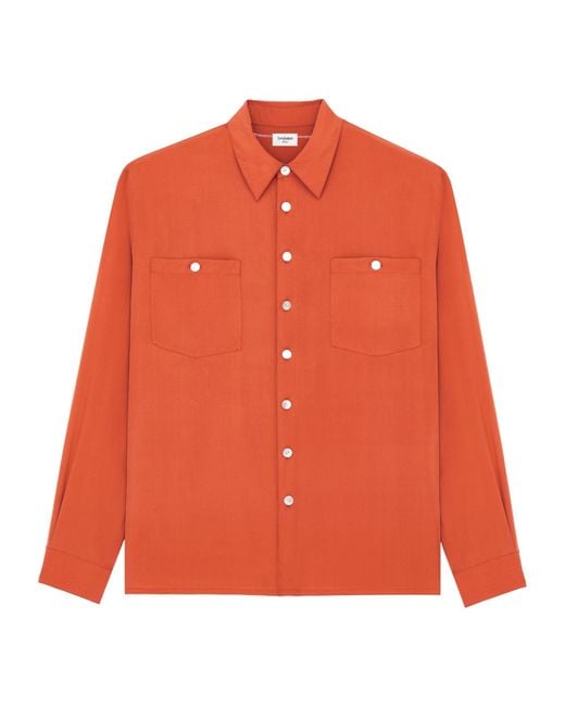 Saint Laurent Orange Button-Up Pajama Top for men
