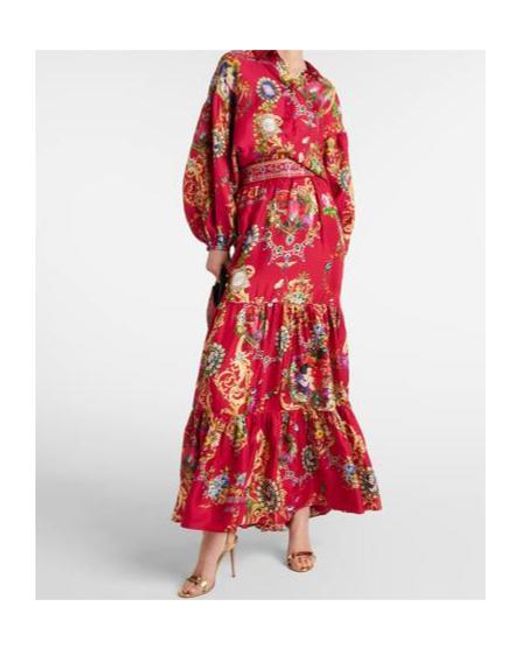 Camilla Red Printed Silk Shirt