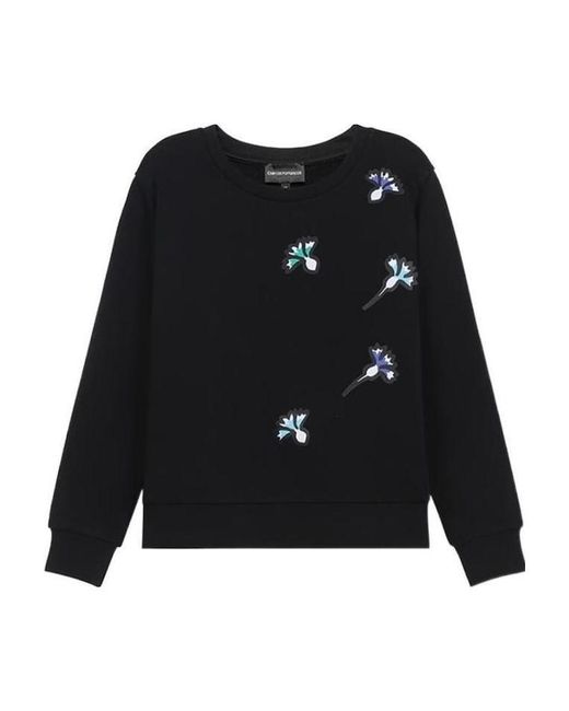 Emporio Armani Black Round Collar Long Sleeve Sweater