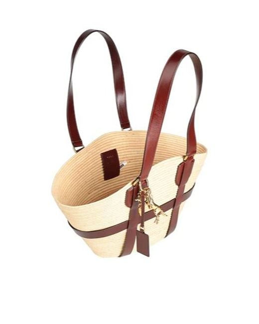 Chloé Pink Twotone Large Straw Handbag