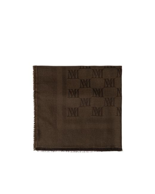 Max Mara Brown Gelato Monogram-Jacquard Frayed Scarf