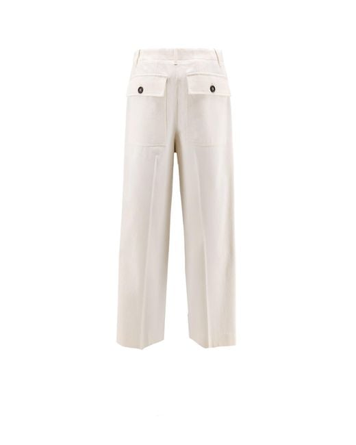 Brunello Cucinelli White Pleated Cropped Trousers