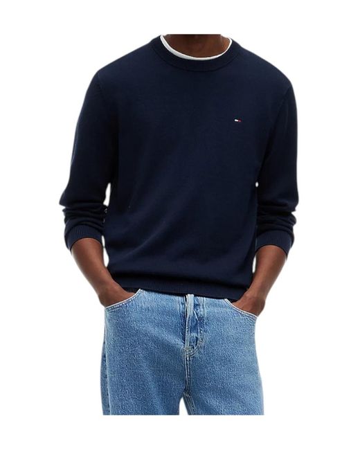 Tommy Hilfiger Blue Tommy Flag Embroidery Lightweight Slim Jumper for men