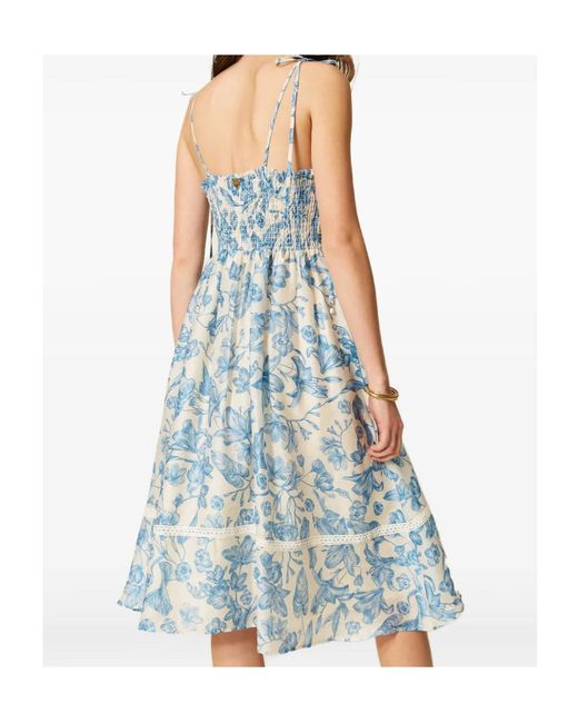 Twinset Blue Floral-Pattern Midi Dress