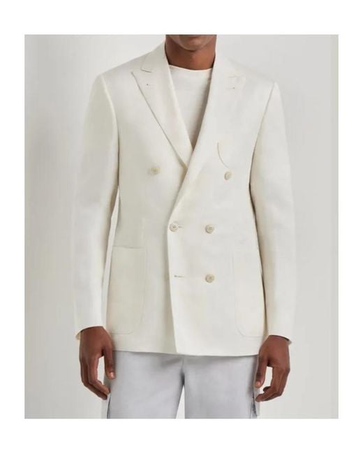 Canali White Double Breasted Jacket for men
