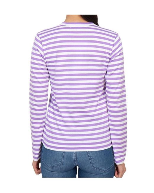 Comme des Garçons Purple Long-Sleeved Striped T-Shirt