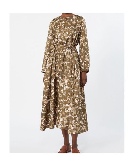 Max Mara Natural Printed Silk Twill Dress