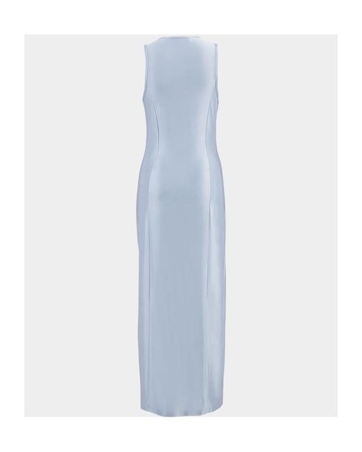 Rabanne Blue Sleeveless Ruched Pression Dress