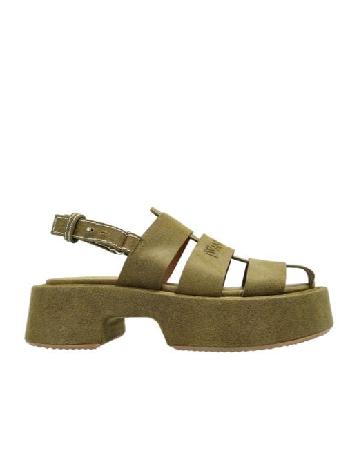 J.W. Anderson Green Round Toe Flat Sandals