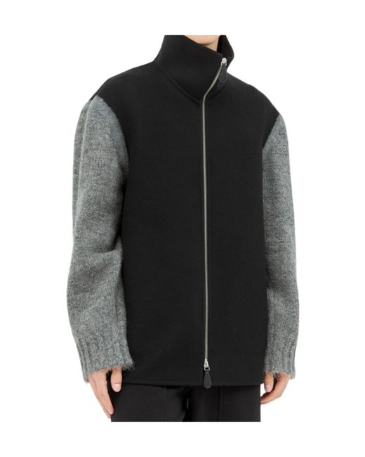 Jil Sander Black Knitted Zipped Jacket for men