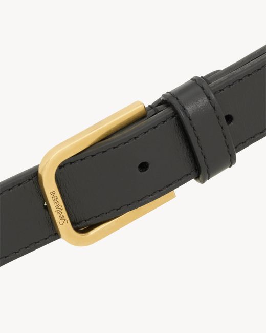 Saint Laurent White Ceinture Minimale En Cuir Lisse