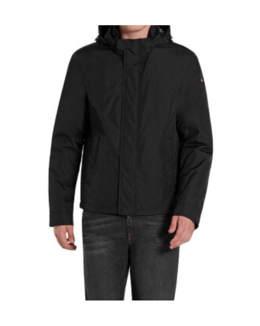 Paul & Shark Black Logo Hooded Casual Jacket for men