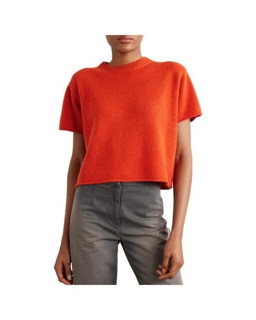 The Elder Statesman Red Solid-Color Short-Sleeved Top