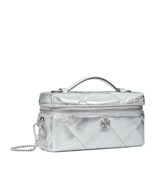 Tory Burch White Kira Diamond Quilted East West Crossbody Bag