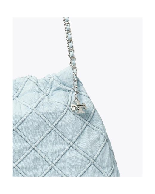 Tory Burch Blue Fleming Soft Denim Hobo Bag