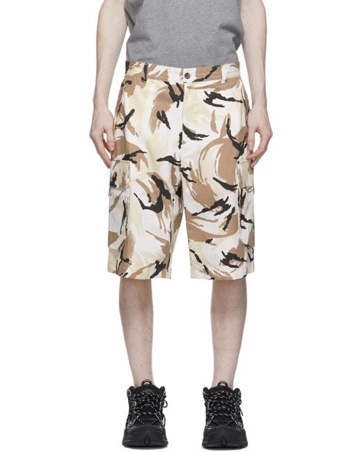 KENZO White Tropic Camo Print Cargo Shorts for men