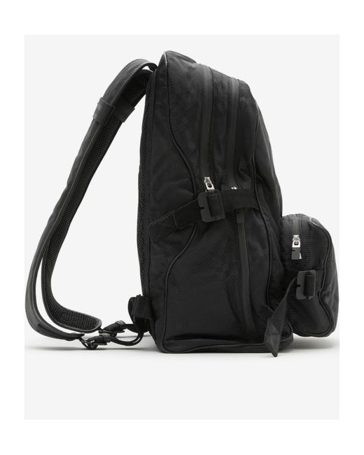 Burberry Black Check-Printed Jacquard Zipped Backpack for men