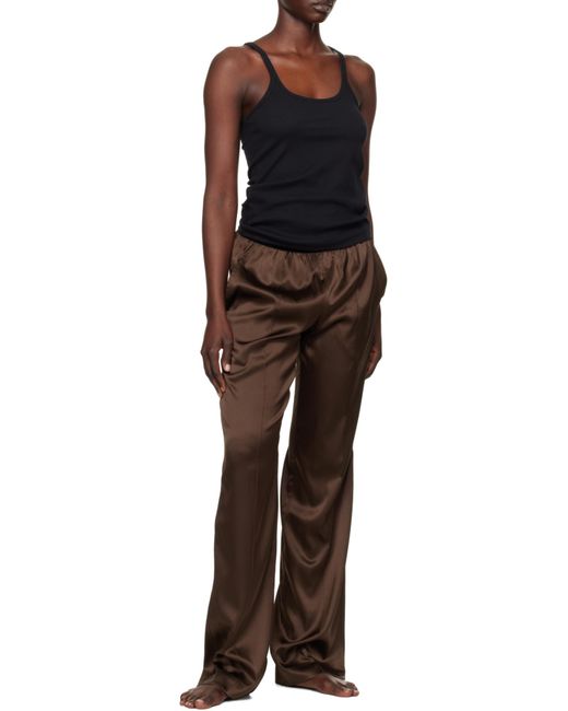 Tom Ford Brown Stretched Satin Pj Pants