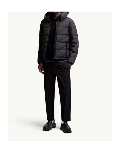 Moncler Gray Sciros Diagonal-Quilted Hooded Short Down Jacket for men