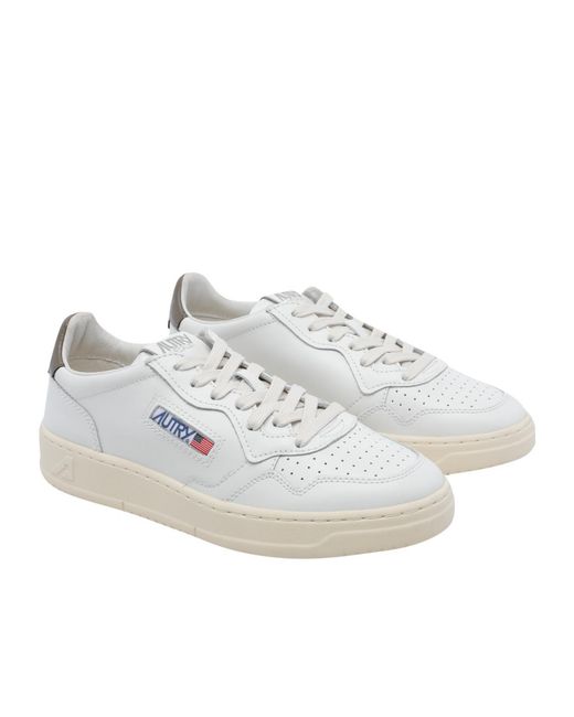 Autry White Medalist Perforated Low-Top Sneakers for men