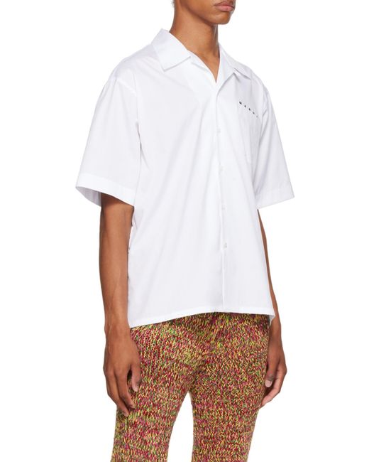 Marni White Chest Patch Pocket Short-Sleeved Shirt for men