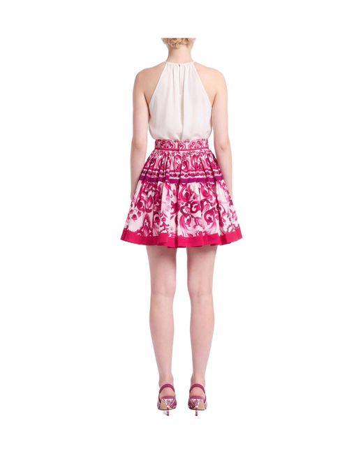 Dolce & Gabbana Red Mini Skirt Cotton