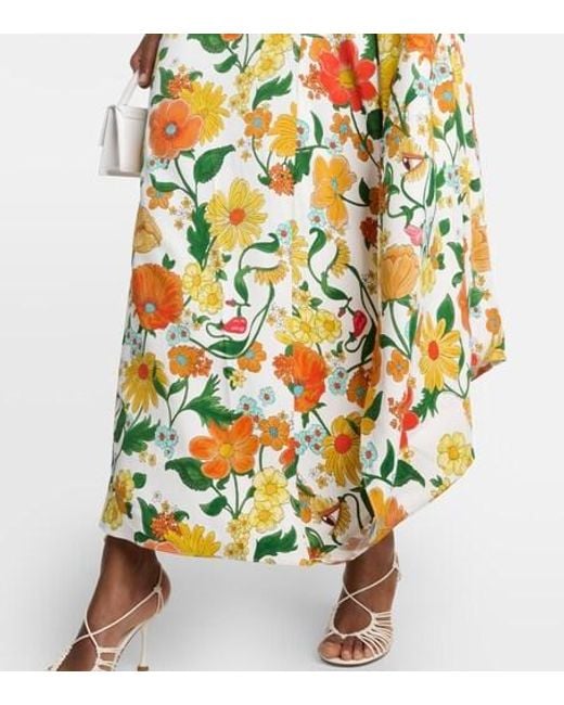 Stella McCartney Metallic Caped One-Shoulder Cady Gown